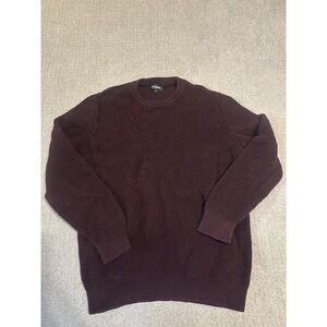 Express Men 100% cotton Burgundy Waffle Knit Crewneck Sweater Size L